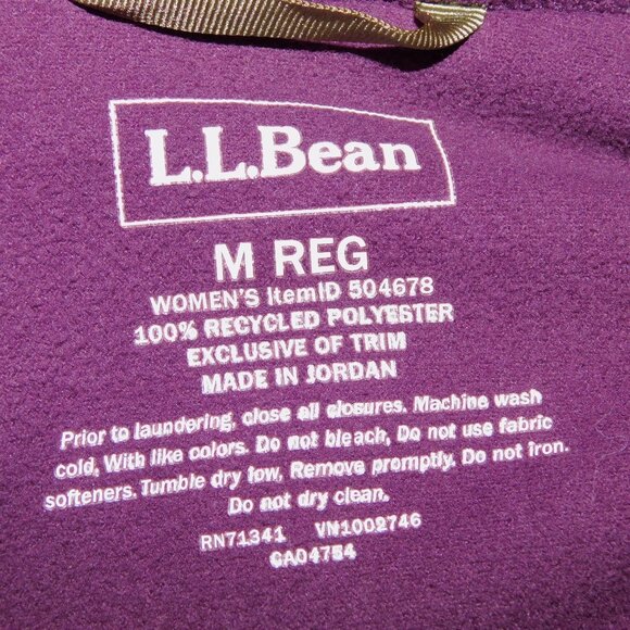 LL Bean Womens M Purple Plum Full Zip Fleece Plush Jacket Sweater - Picture 5 of 12